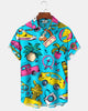 Alohadaddy® Hawaiian Automotive Print Art Button Pocket Cardigan Men's Short Sleeve Shirt