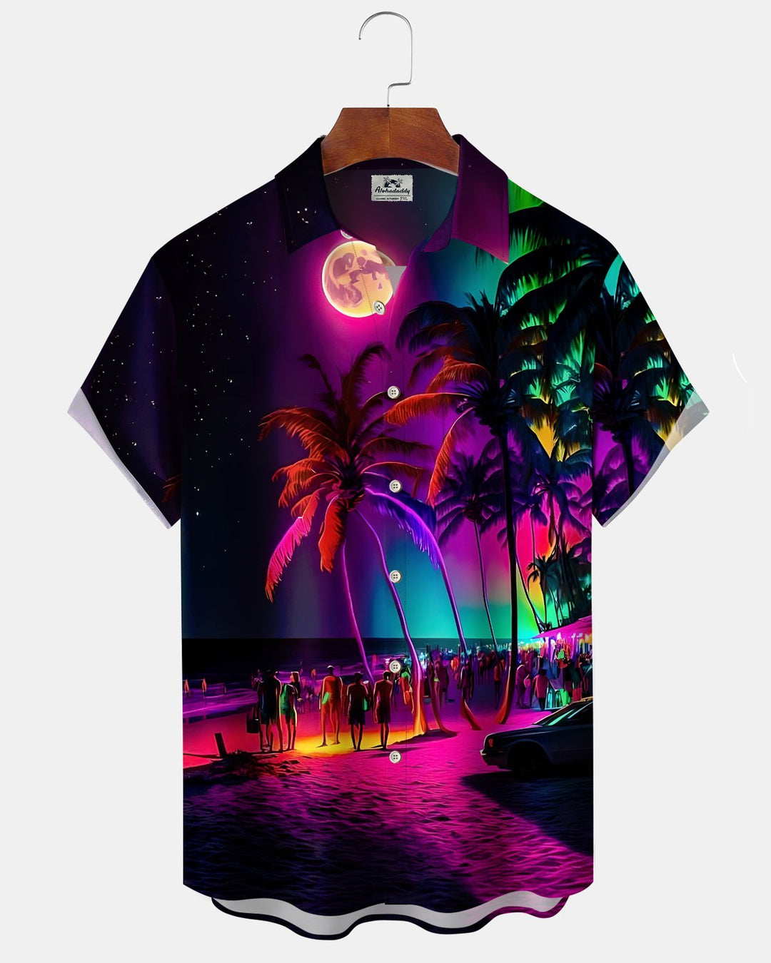 Alohadaddy® Hawaiian Palm Tree Print Art Button Pocket Cardigan Men&