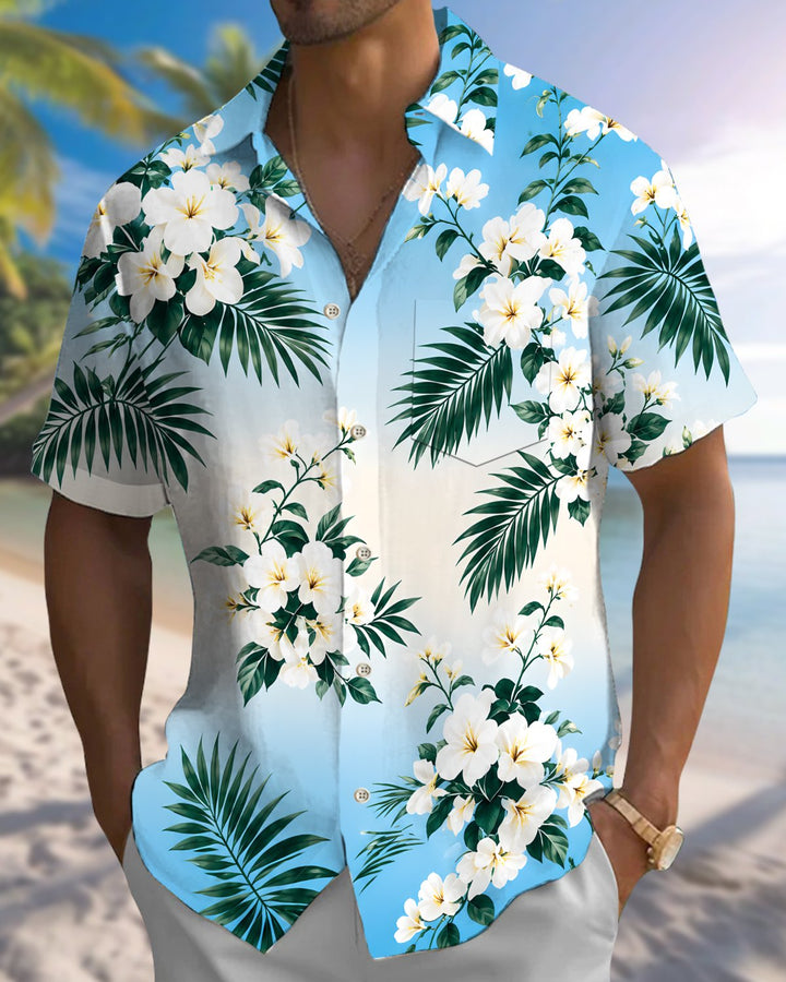 Alohadaddy® Hawaiian Floral Print Art Button Pocket Cardigan Men&