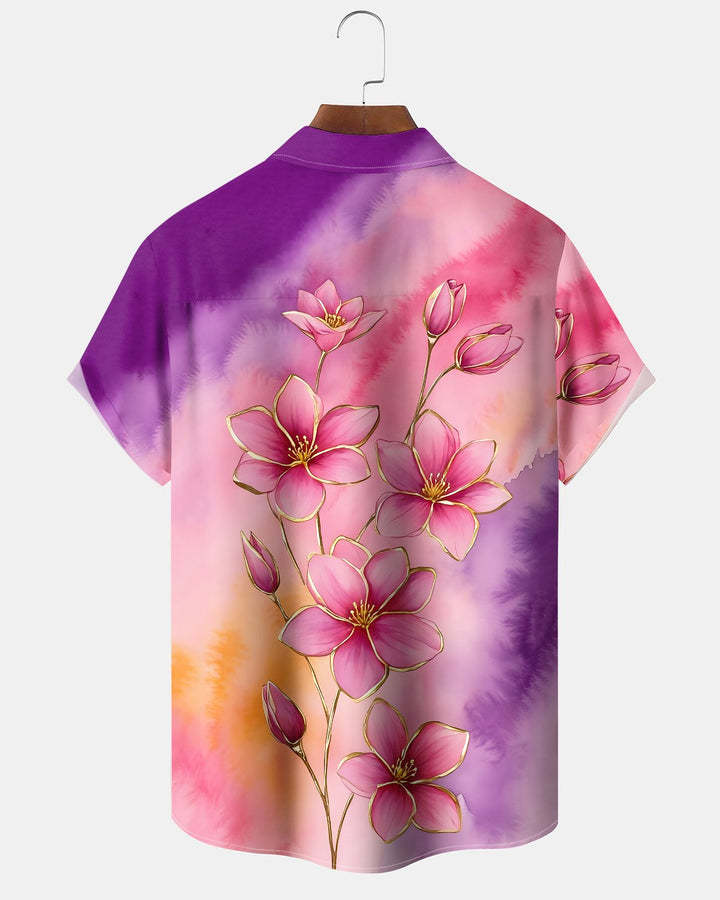 Alohadaddy® Hawaiian Floral Print Art Button Pocket Men&
