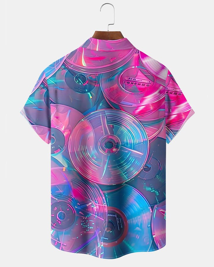 Alohadaddy® Vintage Disc Print Art Button Pocket Cardigan Men&