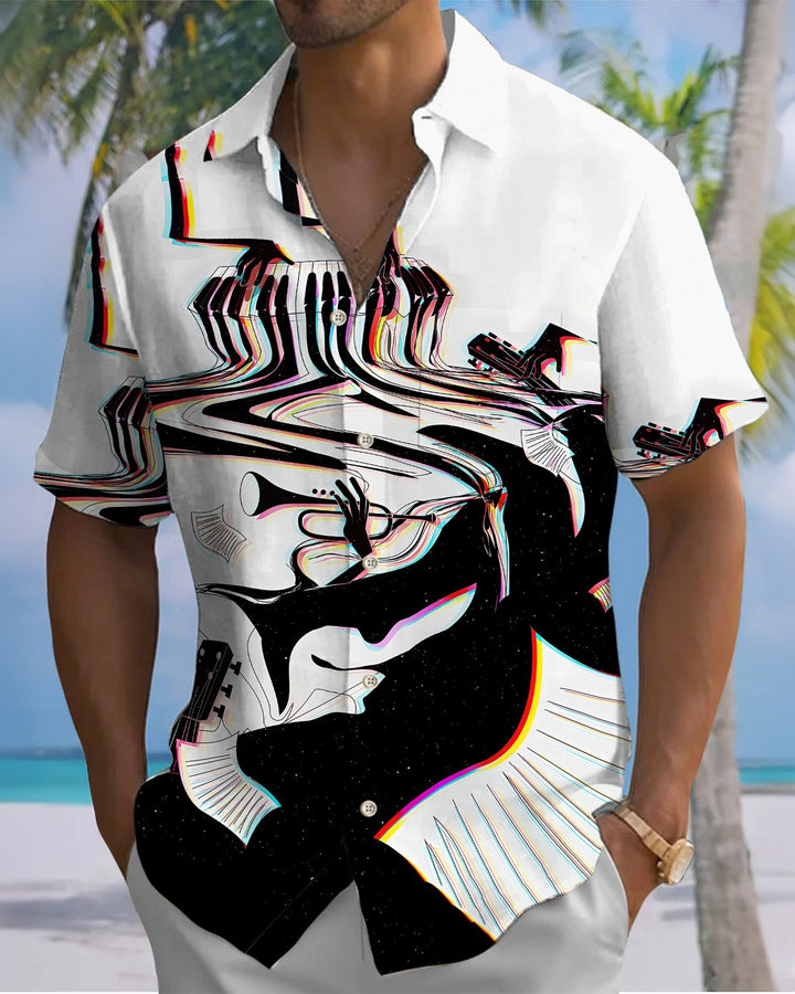 Alohadaddy® Casual Abstract Print Art Button Pocket Cardigan Men&