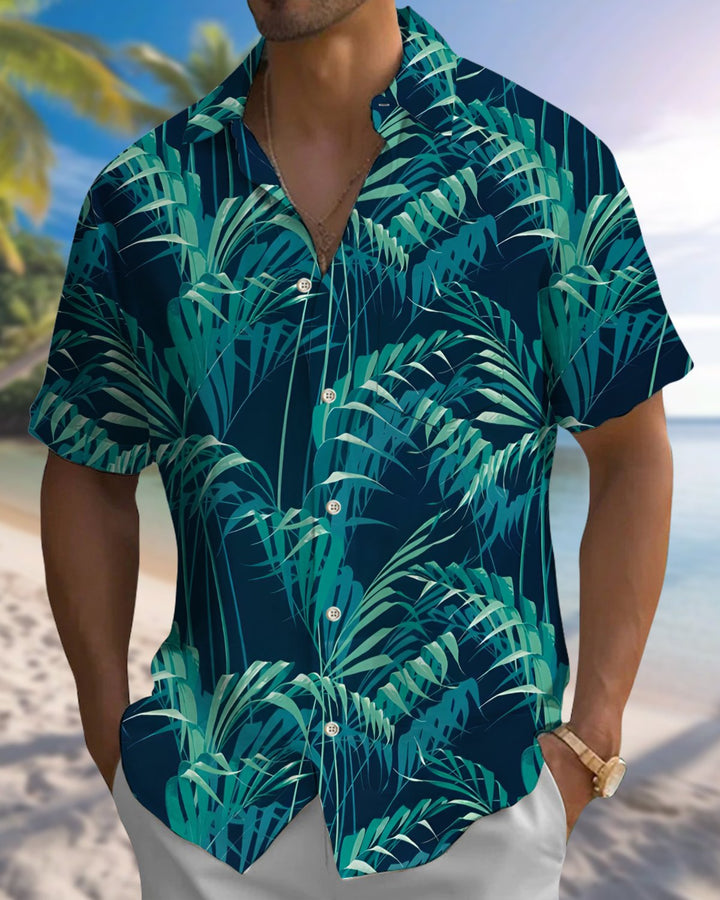 Alohadaddy® Hawaiian Botanical Print Art Button Pocket Cardigan Men&