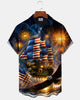 Alohadaddy® Men's Short-Sleeve Button-Down Shirt with Pocket  Vintage-Style USA 250th Anniversary Graphic Print