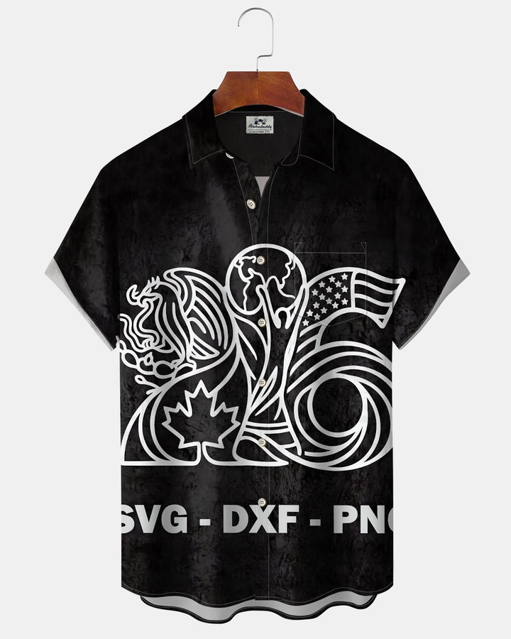Alohadaddy® Casual World Cup Print Art Button Pocket Cardigan Men&