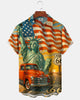Alohadaddy® Holiday Independence Day Print Art Button Cardigan with Pockets Men's Short Sleeve Shirt