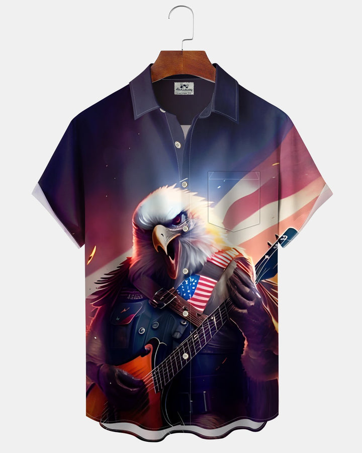 Alohadaddy® Holiday Independence Day Print Art Button Pocket Cardigan Men&