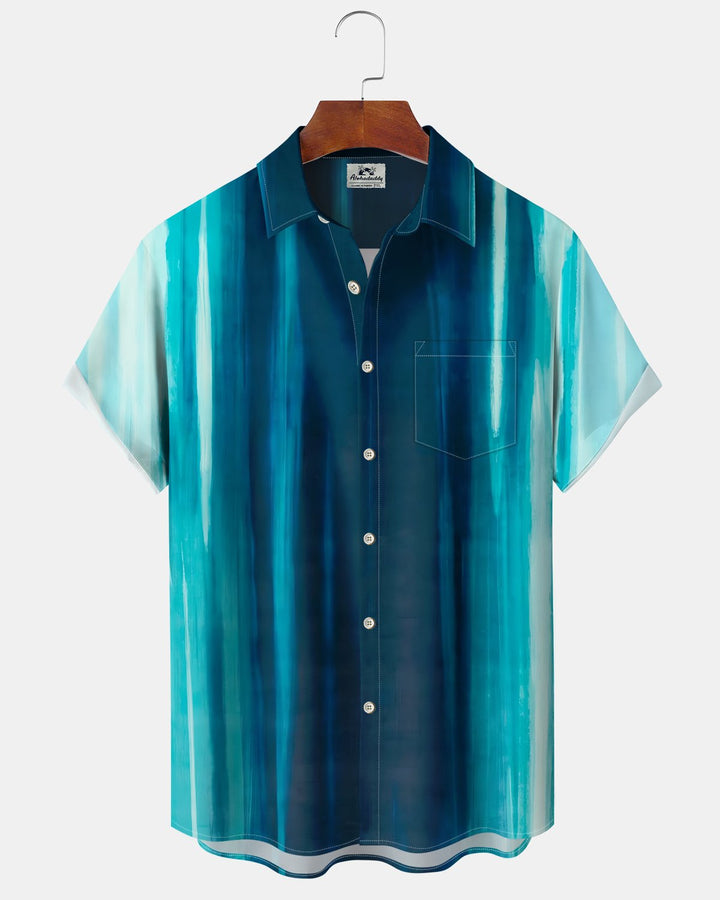 Alohadaddy® Casual Striped Art Print Cardigan with Button Pockets for Men&