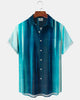 Alohadaddy® Casual Striped Art Print Cardigan with Button Pockets for Men's Short Sleeve Shirt