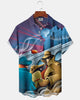 Alohadaddy® Men's Short-Sleeve Button-Down Shirt with Retro Character Print and Pocket
