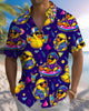 Alohadaddy® Men's Short-Sleeve Button-Down Shirt with Duck Print, Pocket and Cardigan-Style Front