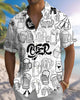 Alohadaddy® Men's Short-Sleeve Button-Down Shirt  Casual Beer-Themed Graphic Print with Pocket
