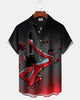 Alohadaddy® Men's Short-Sleeve Button-Down Shirt with Pocket  Vintage Music-Themed Graphic Print