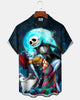 Alohadaddy® Holiday Halloween Graphic Print Button-Down Pocket Cardigan-Style Men's Short-Sleeve Shirt