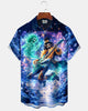 Alohadaddy® Holiday Halloween Graphic Print Button-Down Pocket Cardigan-Style Men's Short-Sleeve Shirt