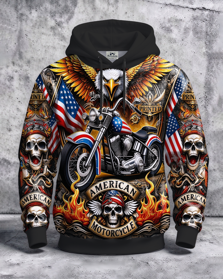 Alohadaddy® Men’s National Flag Skull Print Pullover Hoodie