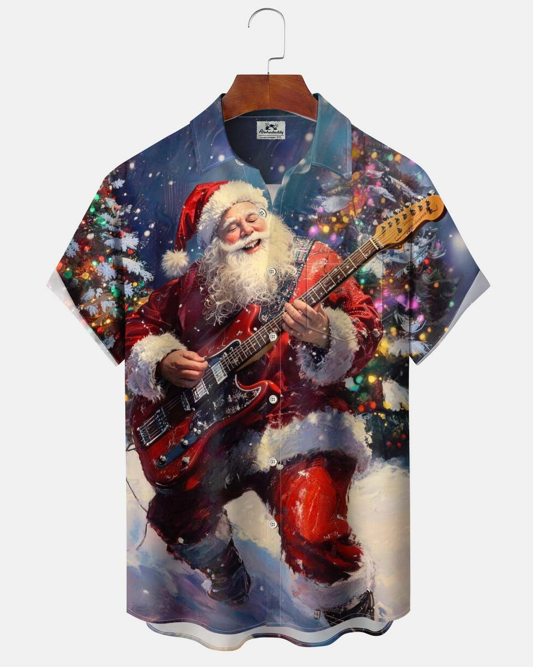 Alohadaddy® Men’s Short-Sleeve Button-Down Shirt  Holiday/Christmas Graphic Print with Pocket