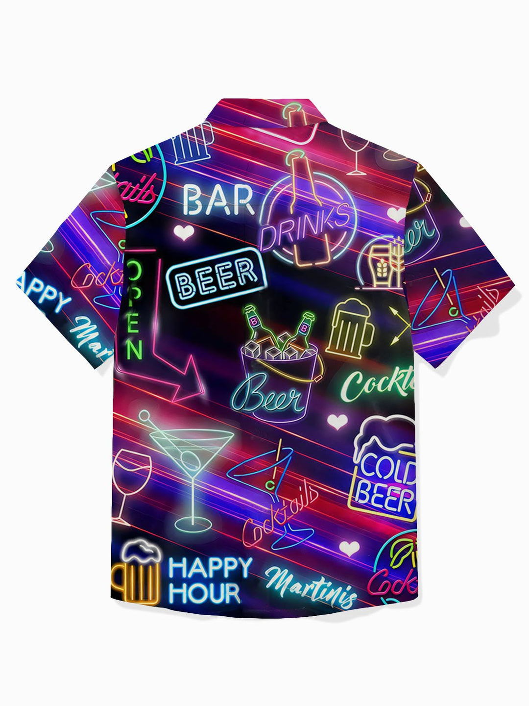 Camisa de manga corta con bolsillo abotonado y estampado neón de cóctel hawaiano Ombre de Alohadaddy para hombre