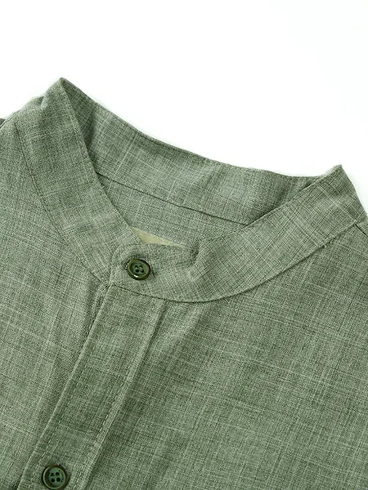 Alohadaddy Basic Solid Color Stand Collar Short Sleeve Shirt