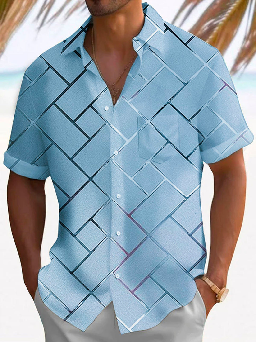 Alohadaddy Retro Geometric 3D Tech Print Men&
