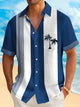 Alohadaddy Vintage Coconut Bowling Print Men's Button Pocket Short Sleeve Shirt