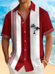 Alohadaddy Vintage Coconut Bowling Print Men's Button Pocket Short Sleeve Shirt