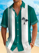 Alohadaddy Vintage Coconut Bowling Print Men's Button Pocket Short Sleeve Shirt