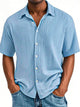 Alohadaddy® Basics Seersucker Pleated Men's Button-Down Short Sleeve Lapel Shirt Big & Tall