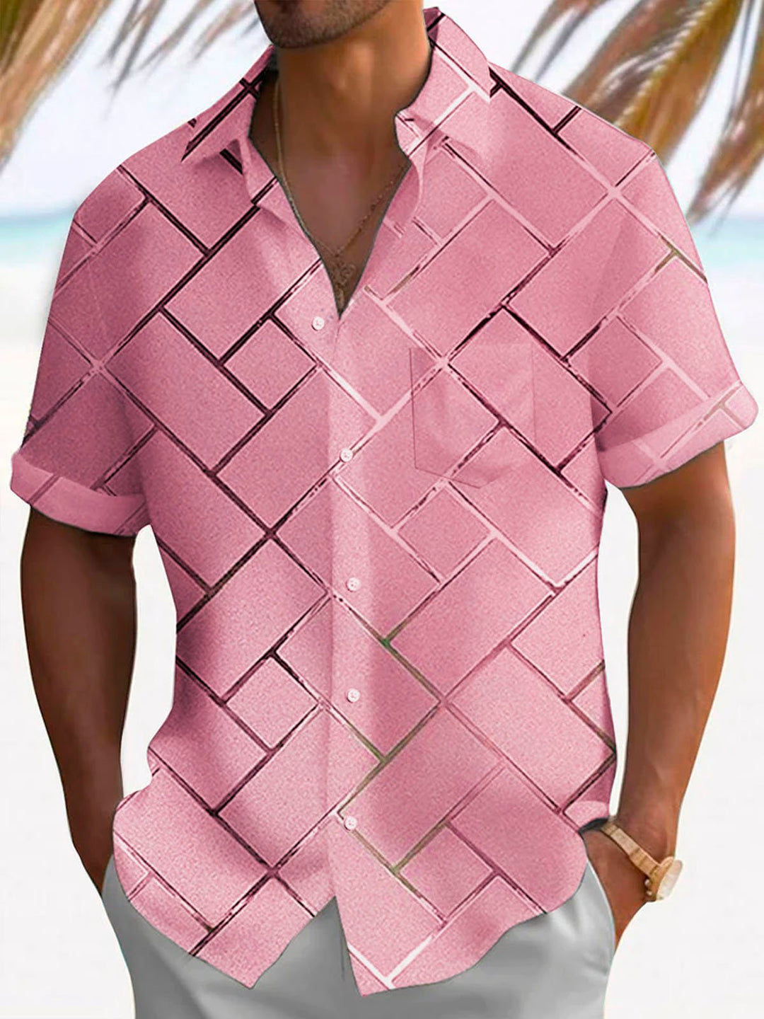Alohadaddy Retro Geometric 3D Tech Print Men&