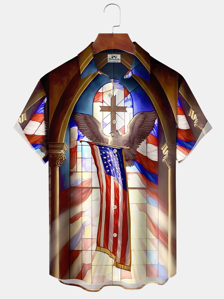 Alohadaddy Easter Cross Peace Dove Holiday Flag Vacation Shirt
