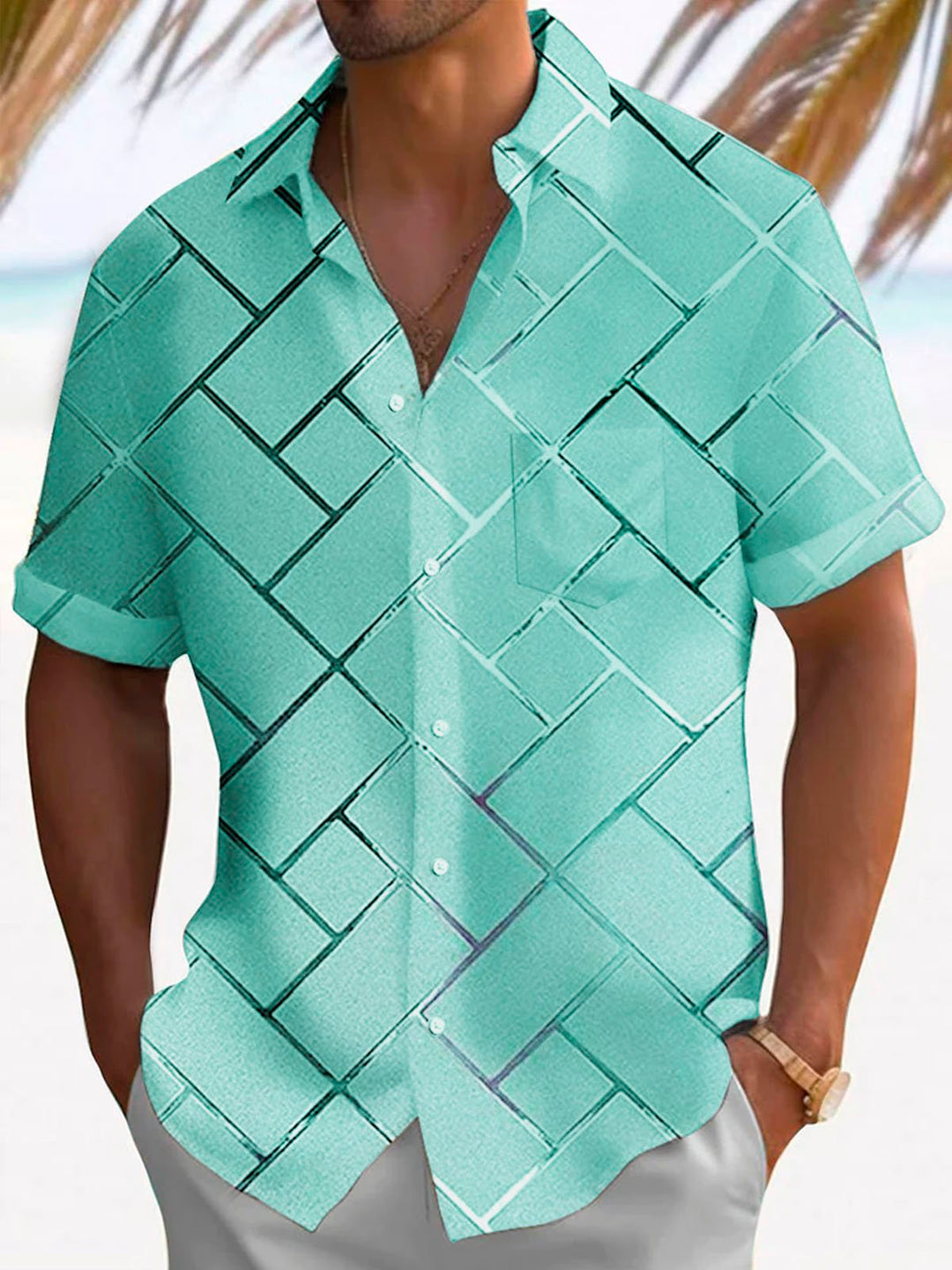 Alohadaddy Retro Geometric 3D Tech Print Men&