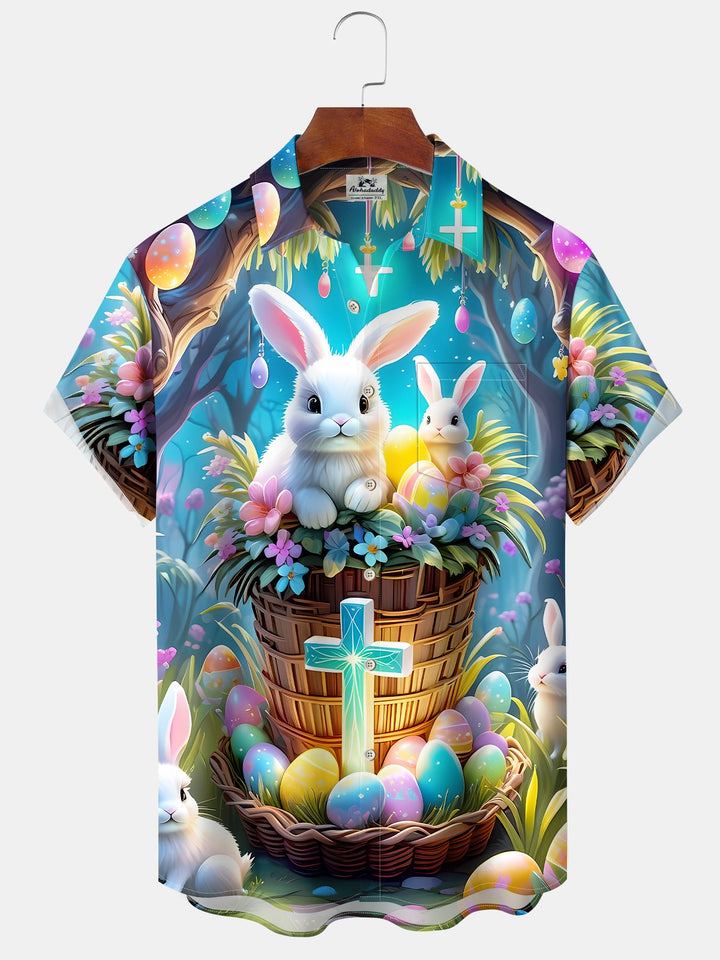 Alohadaddy Holiday Vintage Easter Egg Bunny Cross Cartoon Shirt