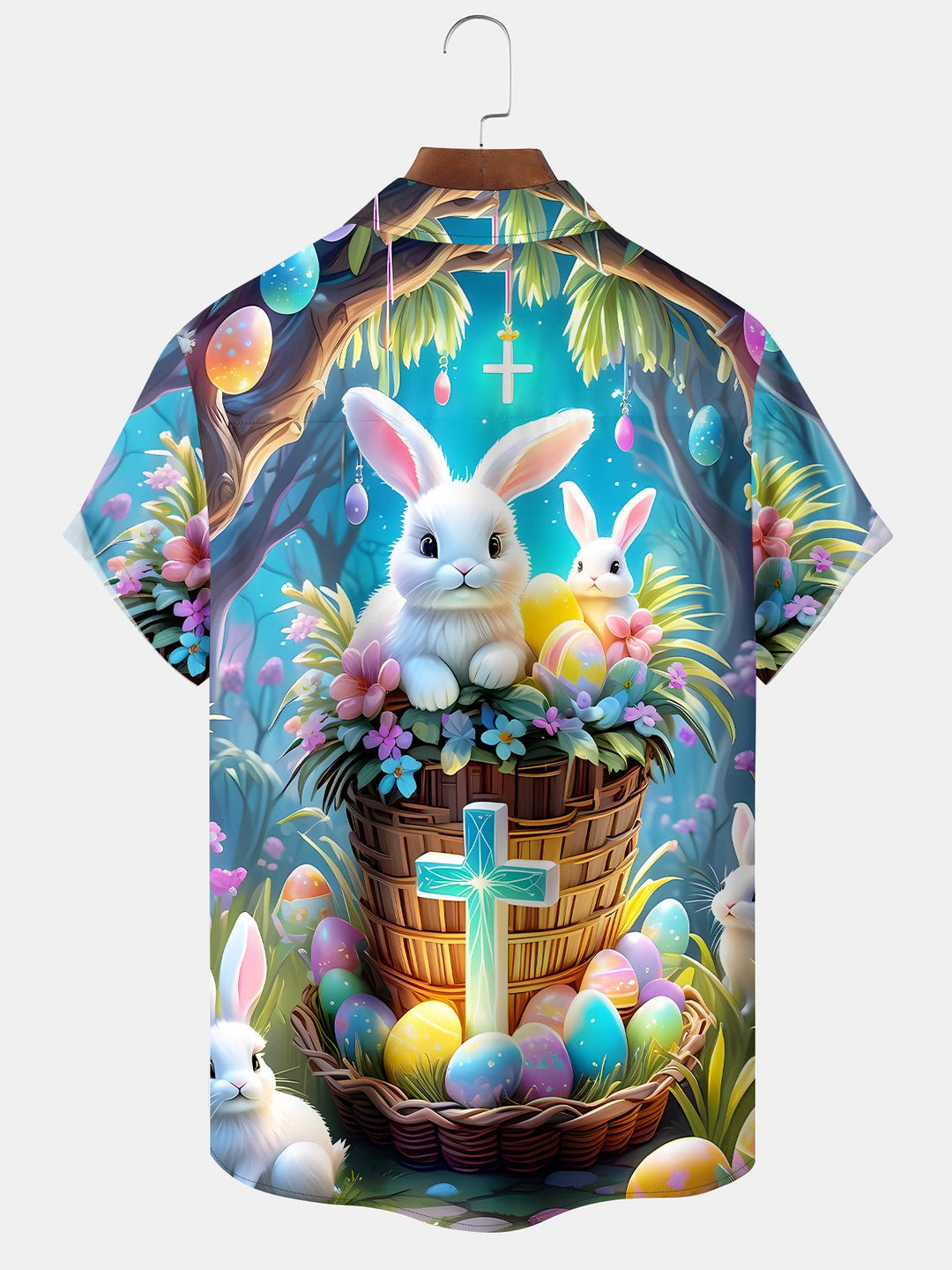 Alohadaddy Holiday Vintage Easter Egg Bunny Cross Cartoon Shirt