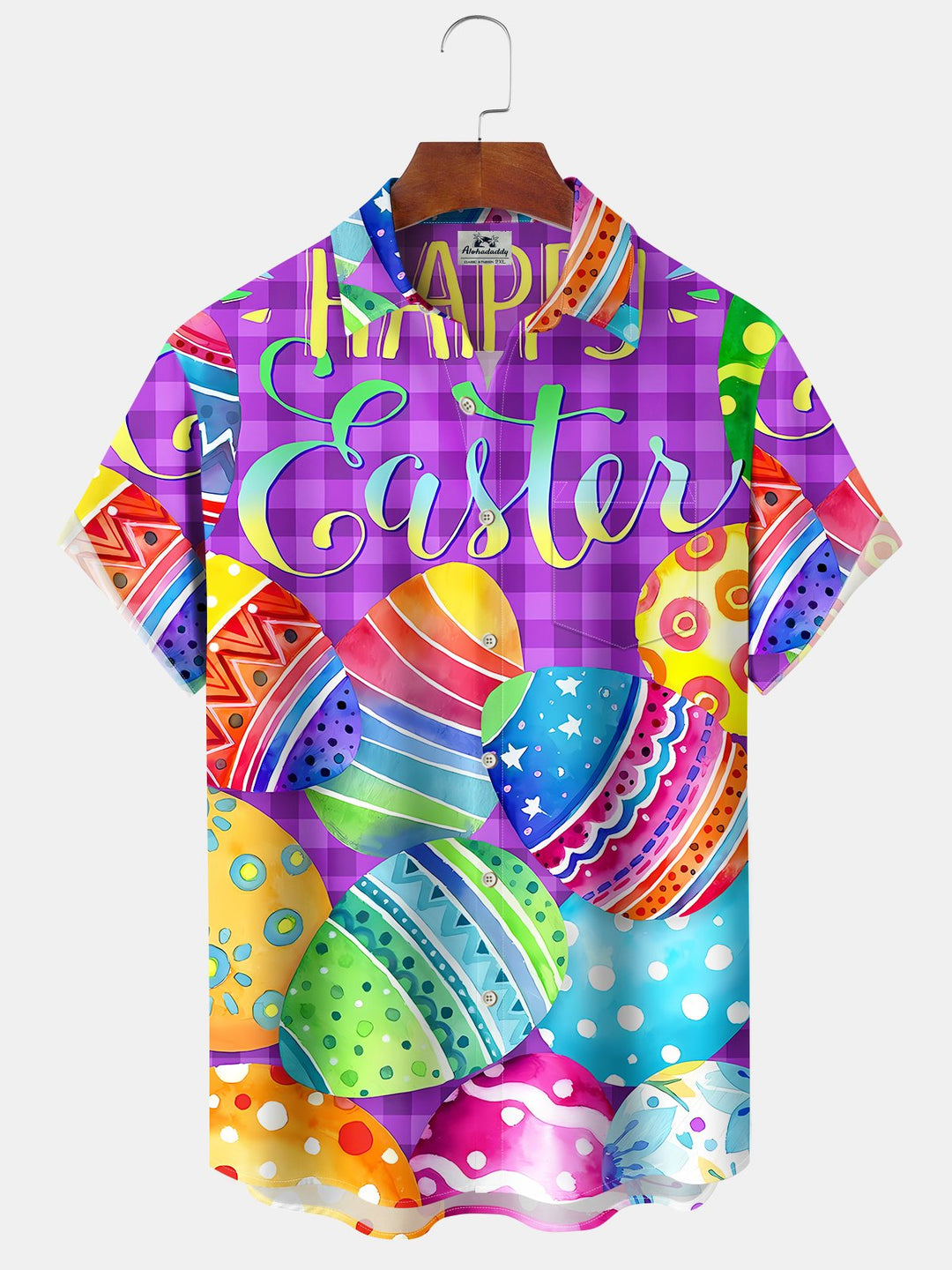 Alohadaddy Holiday Vintage Plaid Easter Egg Happy Easter Cartoon Shirt