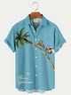 Camisa hawaiana de manga corta con estampado de alce navideño y cocotero para hombre