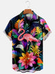 Camisas hawaianas de moda para hombre con estampado de flamencos y flores tropicales, camisas transpirables de talla grande