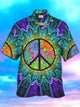 Alohadaddy Hippies Peace and Love Men's Psychedelic Vacation Beach Big & Tall Aloha Shirt
