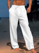 Alohadaddy Men's Beach Daily Loose Linen Elastic Waist Drawstring Trousers
