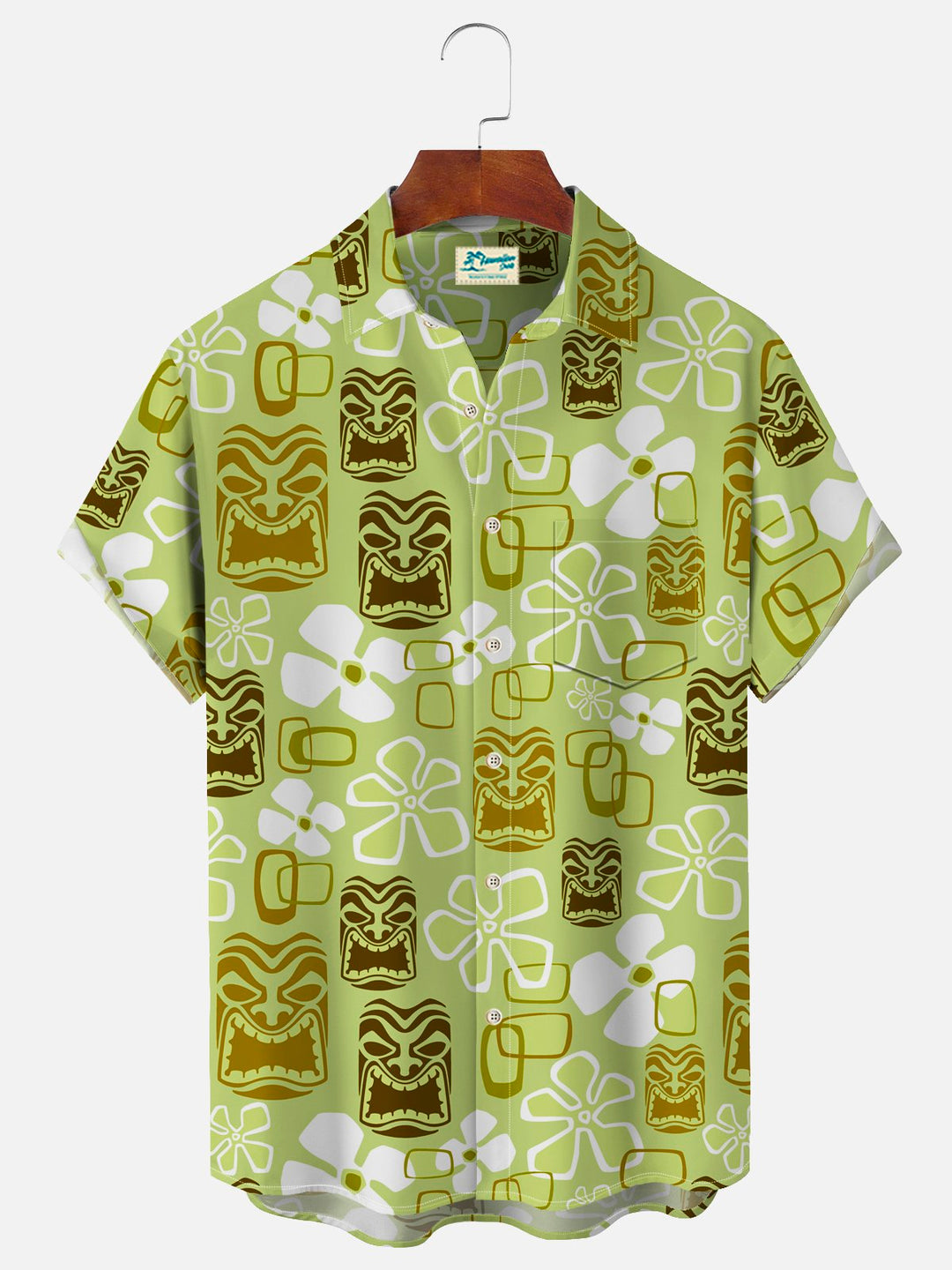 Alohadaddy Vintage Holiday Tiki Art Green Men&