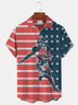 Alohadaddy Men's Retro Football Stripe Print Button Pocket Shirt