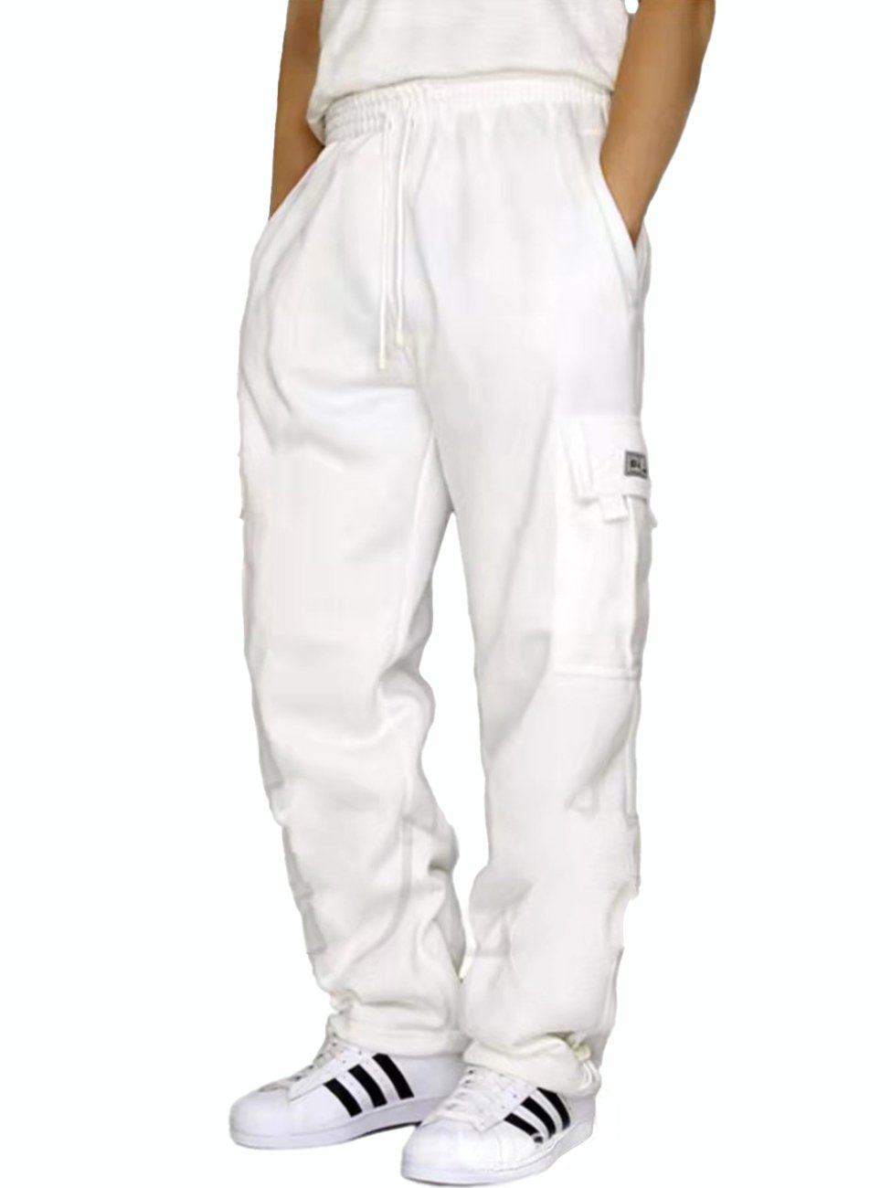 Pantalones deportivos casuales con cordón y múltiples bolsillos Alohadaddy