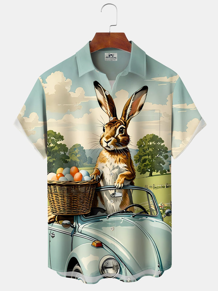 Alohadaddy Holiday Vintage Biker Easter Egg Bunny Shirt