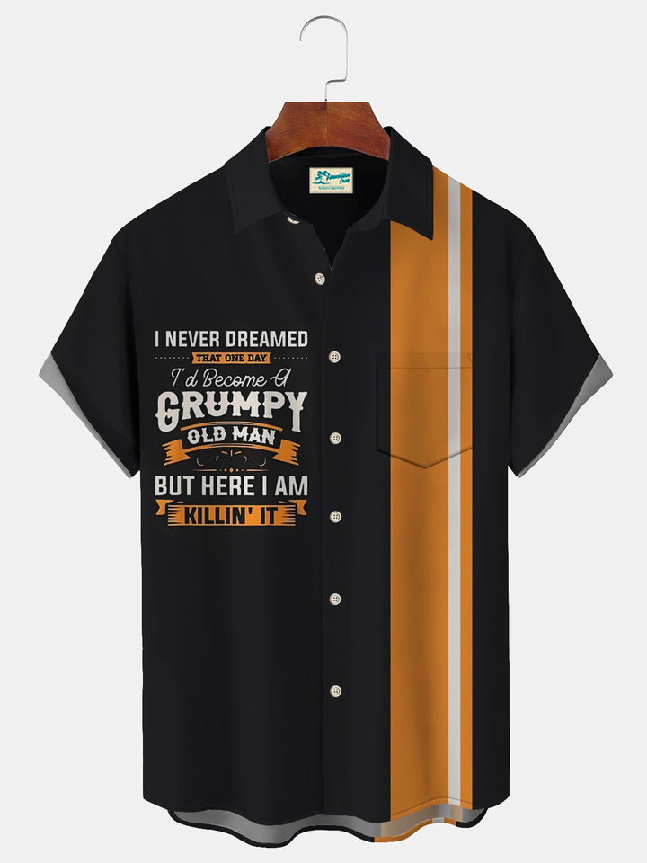 Alohadaddy Vintage Letter Bowling Print Men&
