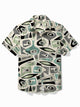 Alohadaddy Retro Men's Hawaiian Shirt Mid Century Geometric Print Stretch Easy Care Pocket Camping Shirt