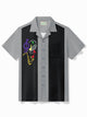 Alohadaddy Vintage Bowling Music Line Print Chest Pocket Shirt Plus Size Men's Shirt