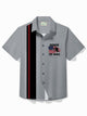 Alohadaddy Holiday Memorial Day Men's American Flag Soldier Print Bowling Shirt Easy Care Camping Pocket Shirt Big Tall