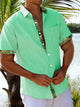 Camisa hawaiana básica Alohadaddy para hombre, camisa de camping elástica con bolsillo y estampado botánico dorado
