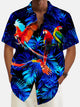 Alohadaddy Beach Vacation Men's Hawaiian Shirt Floral Parrot Print Pocket Camping Shirt