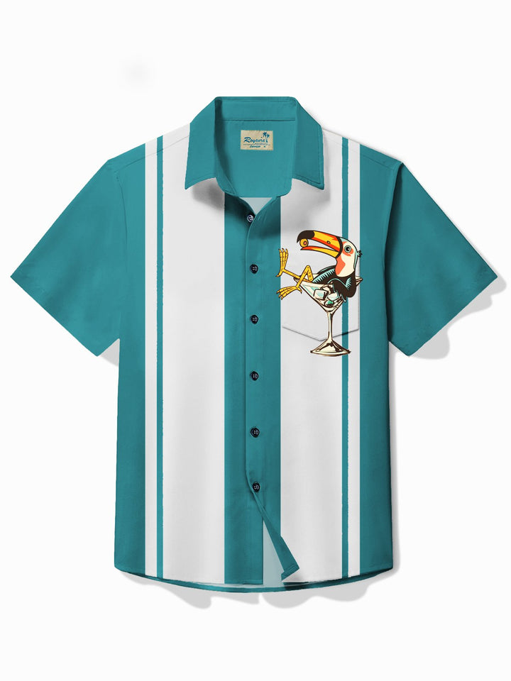 Camisa hawaiana con estampado de dibujos animados de pájaros y bolos retro de Alohadaddy, camisa de fiesta de talla grande
