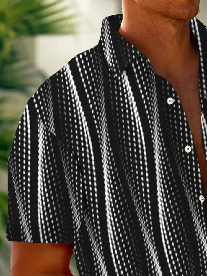 Alohadaddy Vintage Abstract Textured Print Chest Pocket Shirt Plus Size Men&